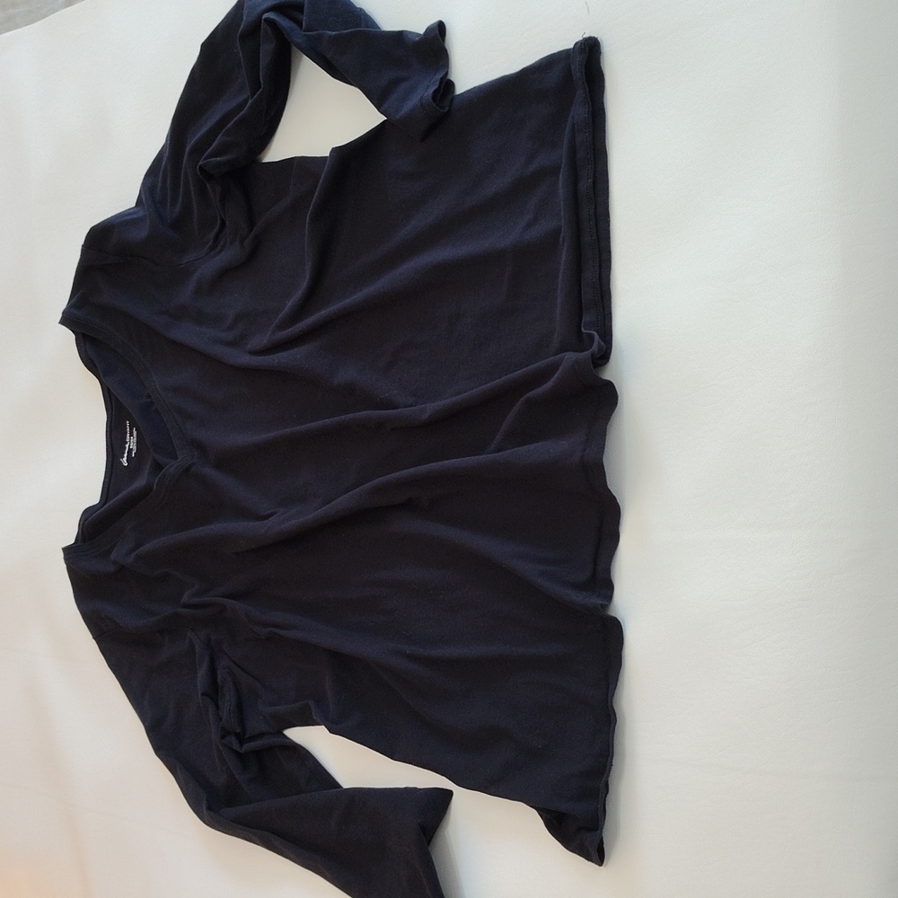 Lane Bryant V Neck Long Sleeve T shirt Size 22/24 Black CottonCasual Basic Layer